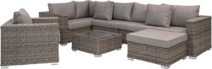 Šedý zahradní lounge set z umělého ratanu pro 4 Calvi – House Nordic House Nordic