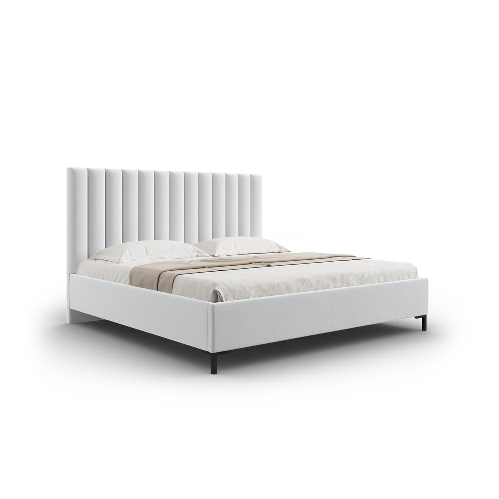 Světle šedá čalouněná dvoulůžková postel s úložným prostorem s roštem 140x200 cm Casey – Mazzini Beds Mazzini Beds