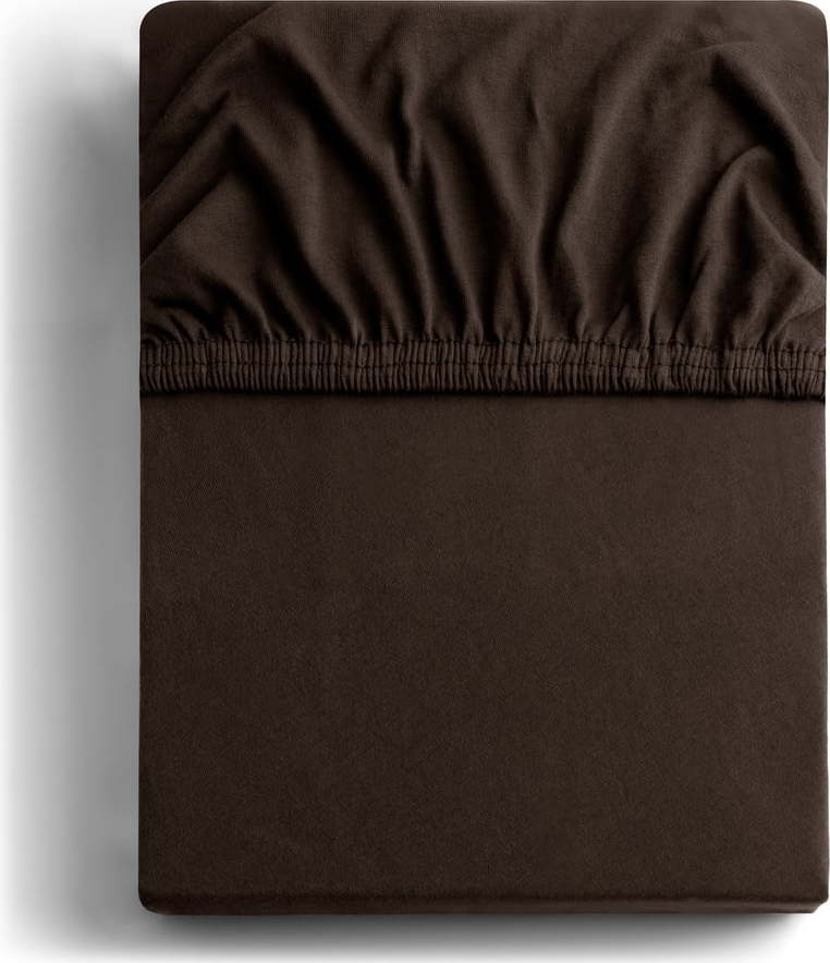 Tmavě hnědé napínací prostěradlo jersey 140x200 cm Amber – DecoKing DecoKing