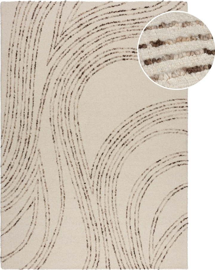 Hnědo-krémový vlněný koberec 160x230 cm Abstract Swirl – Flair Rugs Flair Rugs