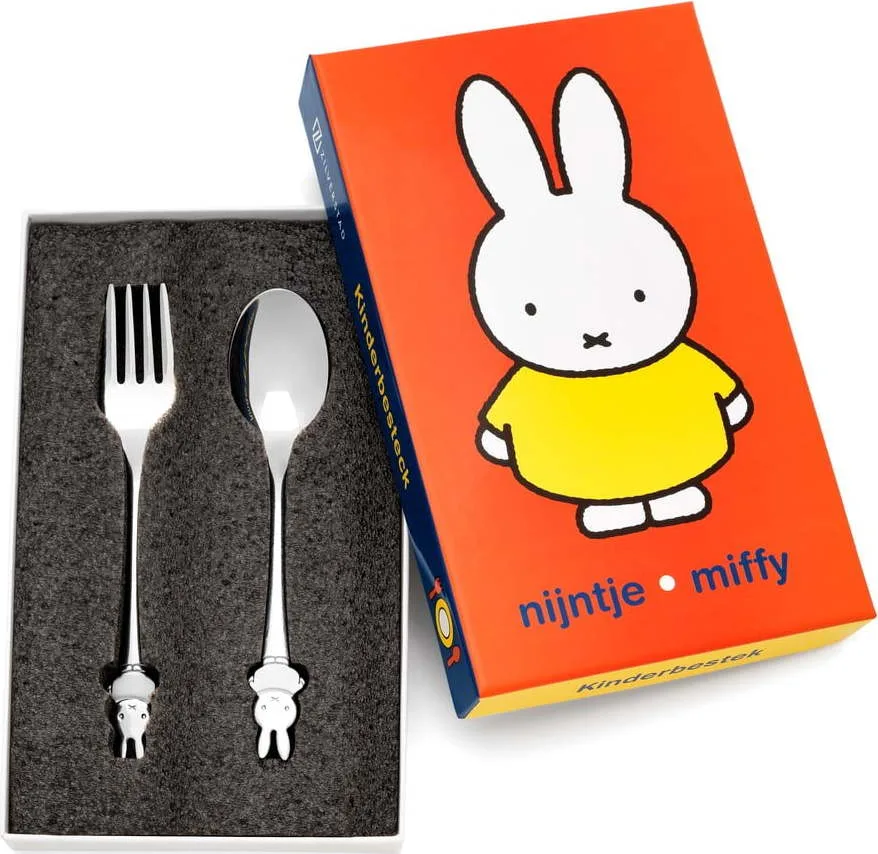 Nerezový dětský příbor ve stříbrné barvě Miffy – Zilverstad