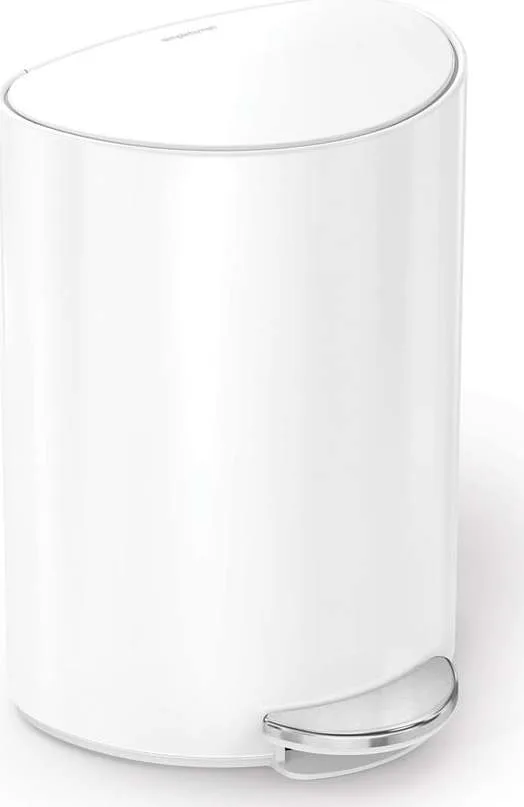Bílý nášlapný kovový odpadkový koš 6 l – simplehuman