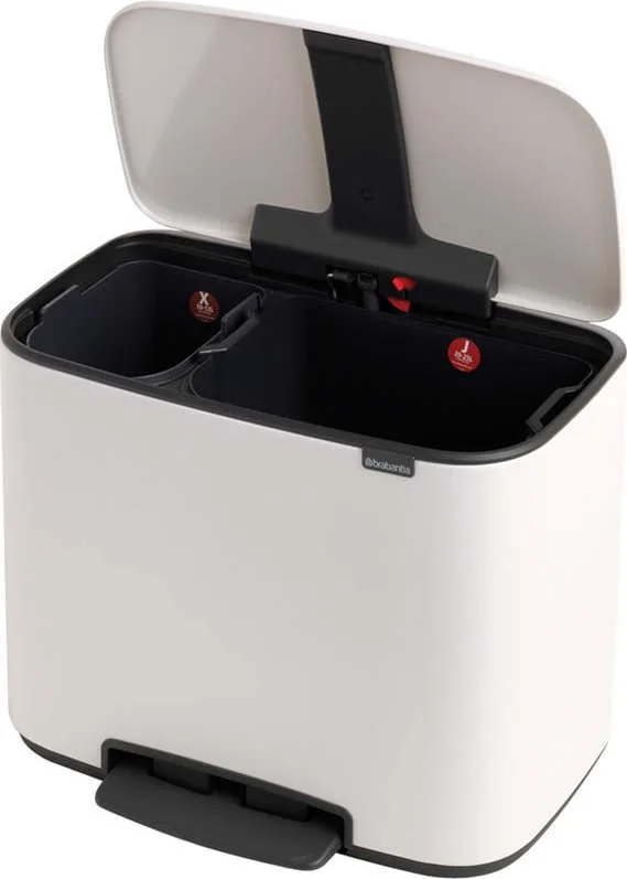 Bílý nášlapný ocelový odpadkový koš na tříděný odpad 11+23 l Bo – Brabantia