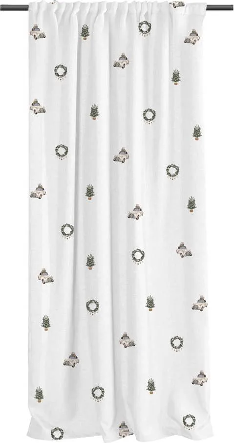 Bílý závěs z bavlněného saténu 110x250 cm Festive Car – Butter Kings