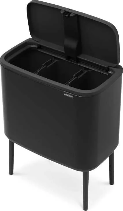 Matně černý dotykový ocelový odpadkový koš na tříděný odpad 3x11 l Bo Touch Bin – Brabantia