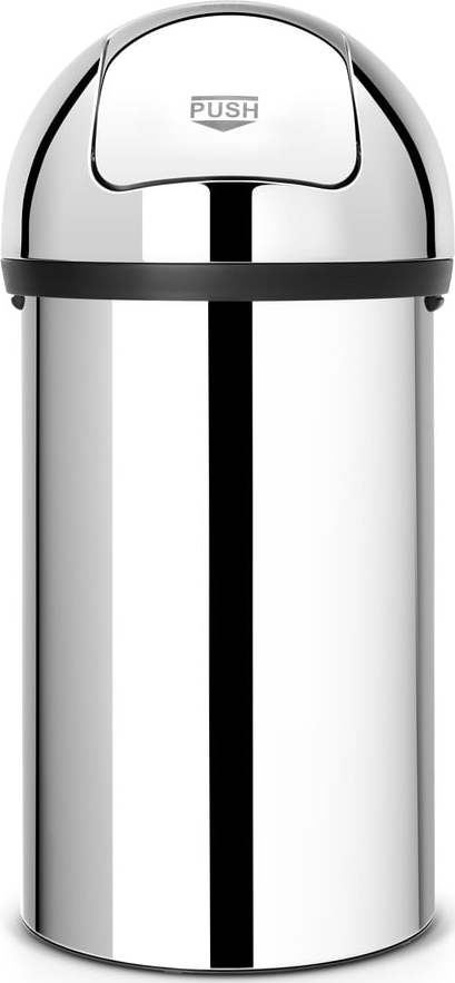 Ocelový odpadkový koš v leskle stříbrné barvě 60 l Push Bin – Brabantia Brabantia