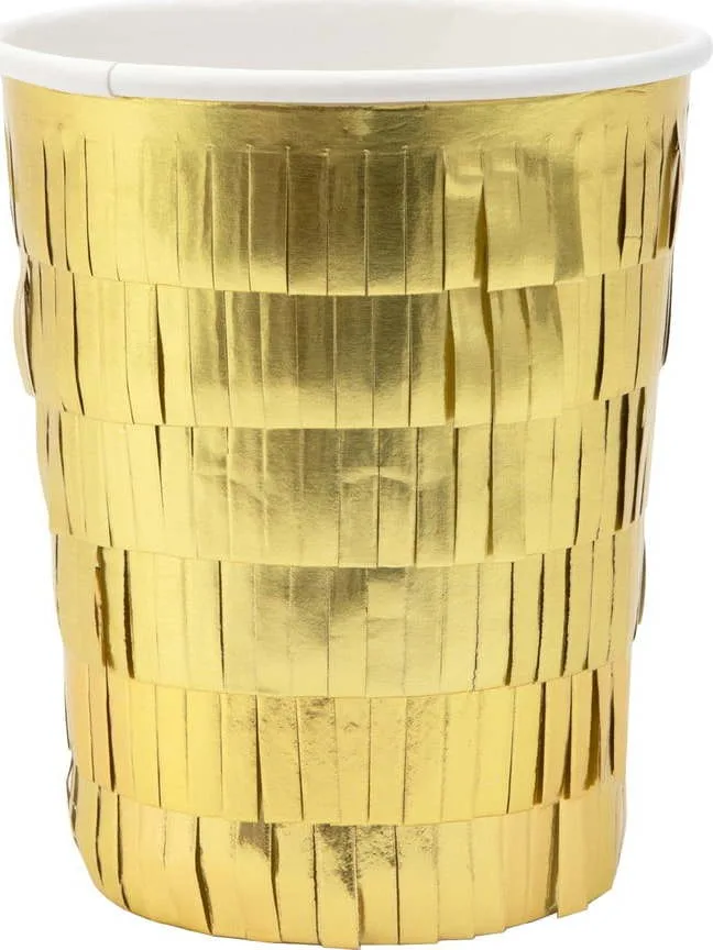 Papírové jednorázové kelímky v sadě 8 ks Gold Fringe Party – Meri Meri