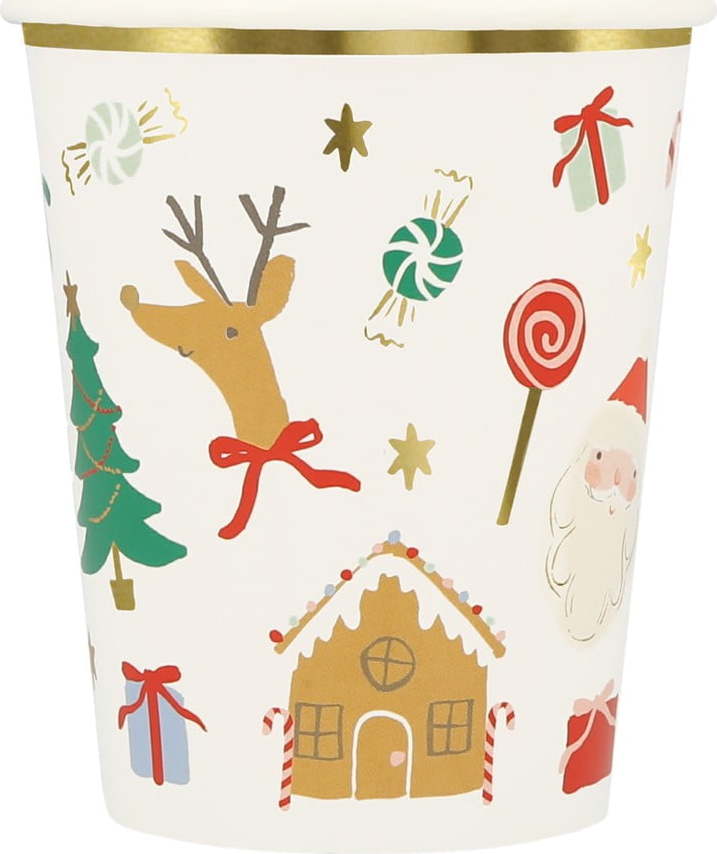 Papírové jednorázové kelímky v sadě 8 ks Jolly Christmas – Meri Meri Meri Meri