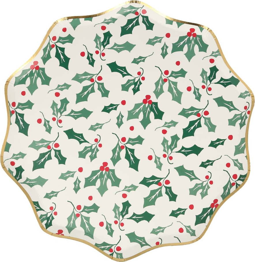 Papírové jednorázové tácky v sadě 8 ks Holly Pattern – Meri Meri Meri Meri