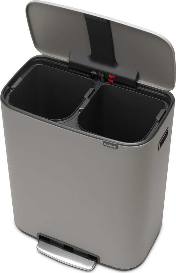 Světle šedý nášlapný ocelový odpadkový koš na tříděný odpad 2x30 l Bo – Brabantia Brabantia