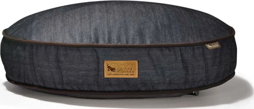 Tmavě modrý pelíšek pro psa ø 105 cm Round Bed Denim Medieval Blue / Dark Chocolate L – P.L.A.Y.