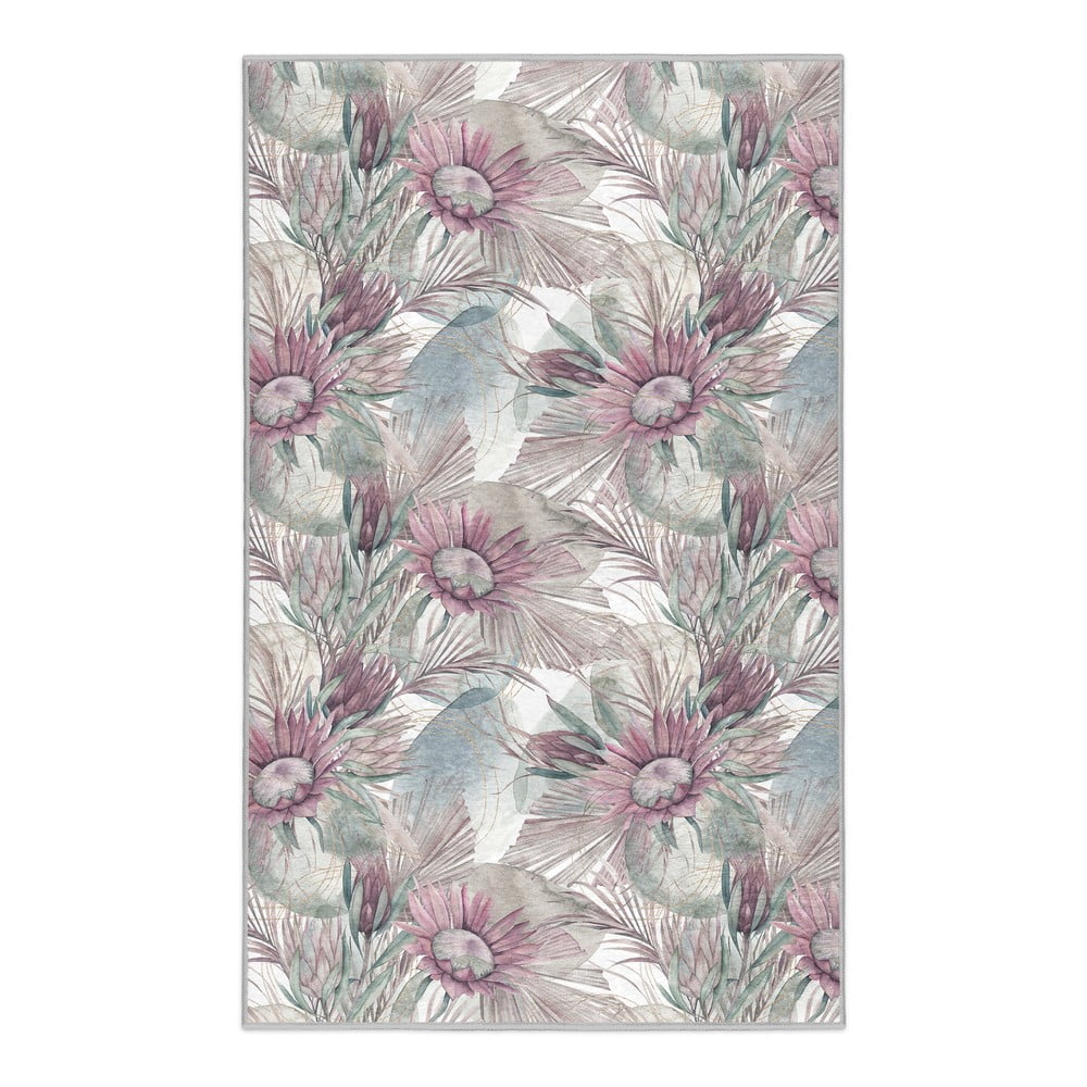 Fialovo-šedý pratelný koberec 80x150 cm Dusty Flowers – Mila Home Mila Home