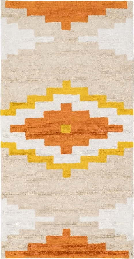 Oranžový pratelný bavlněný běhoun 90x175 cm Azteca – Ixia Ixia