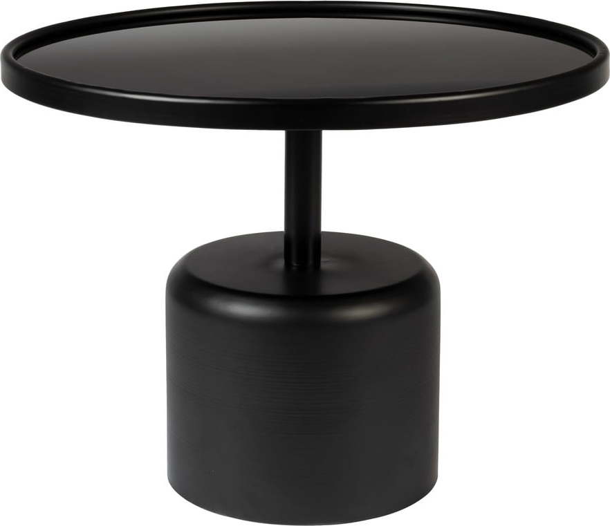 Černý kulatý konferenční stolek se skleněnou deskou ø 60 cm Milo – White Label White Label