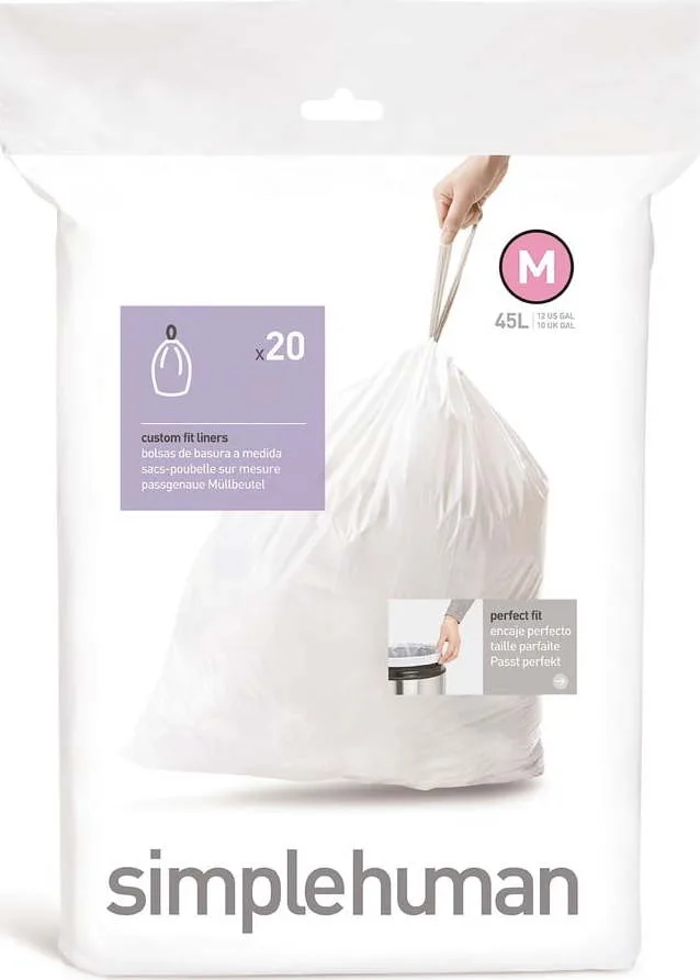 Stahovací pytle na odpadky v sadě 20 ks 45 l M – simplehuman