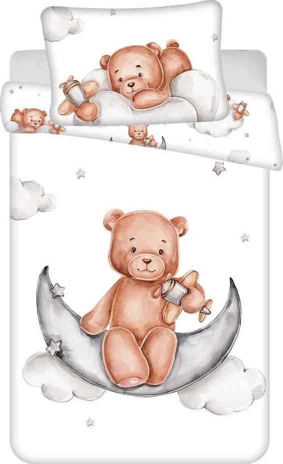 Bavlněné dětské povlečení do postýlky 100x135 cm Medvídek "Plane" – Jerry Fabrics