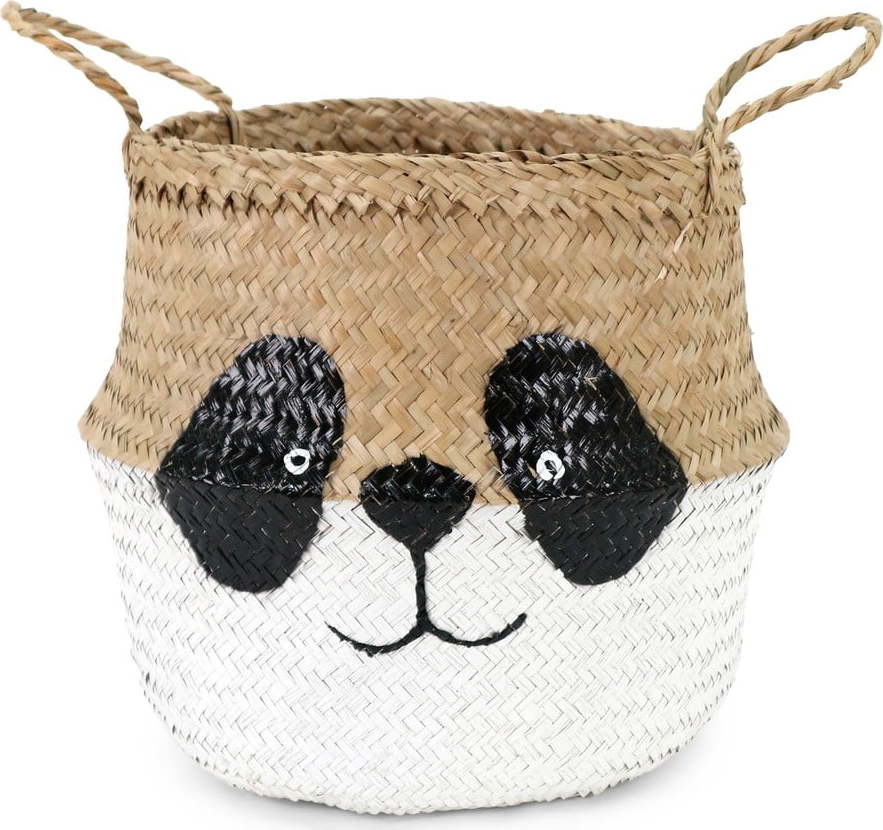 Dětský koš na hračky z mořské trávy v bílo-přírodní barvě ø 25x24 cm Panda – Compactor Compactor