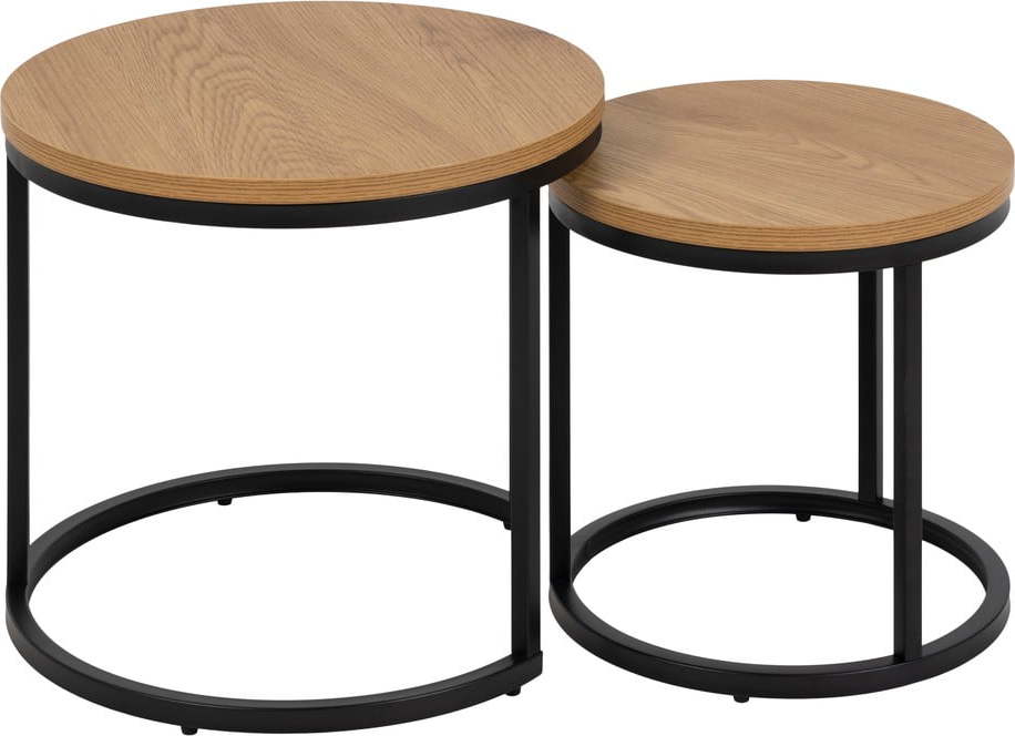 Kulaté konferenční stolky s deskou v dubovém dekoru v přírodní barvě v sadě 2 ks 45x45 cm Spiro – Actona Actona