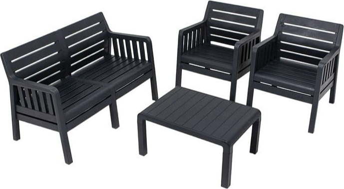 Antracitový zahradní lounge set pro 4 Lara – Floriane Garden FLORIANE GARDEN