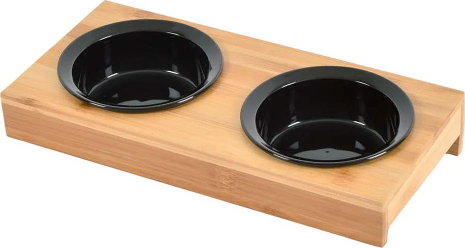 Bambusový set misek s podstavcem pro psa ø 12 cm – Love Story