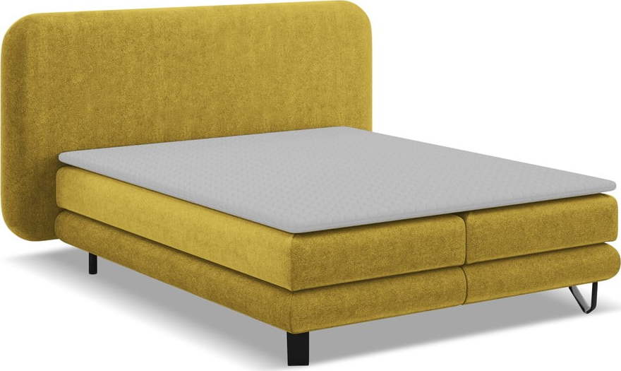 Boxspring postel v hořčicové barvě 140x200 cm Ilima – Makamii Makamii