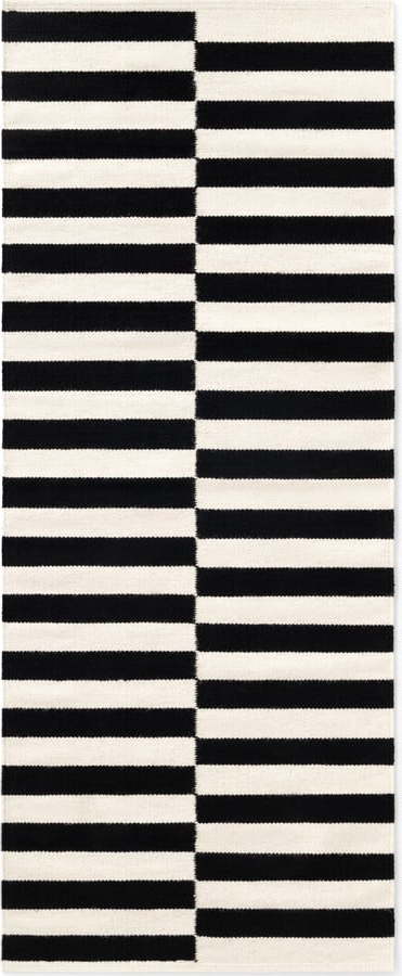 Černo-bílý oboustranný ručně tkaný vlněný běhoun 80x200 cm Donna – Hanse Home Hanse Home