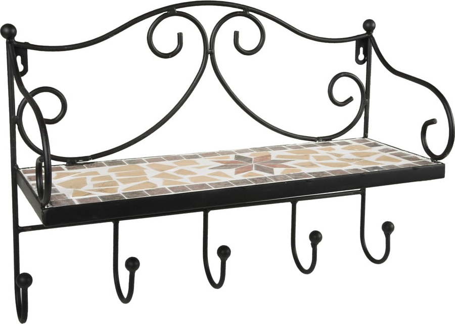 Černý kovový nástěnný věšák s poličkou 42 cm Almeria – Garden Pleasure Garden Pleasure