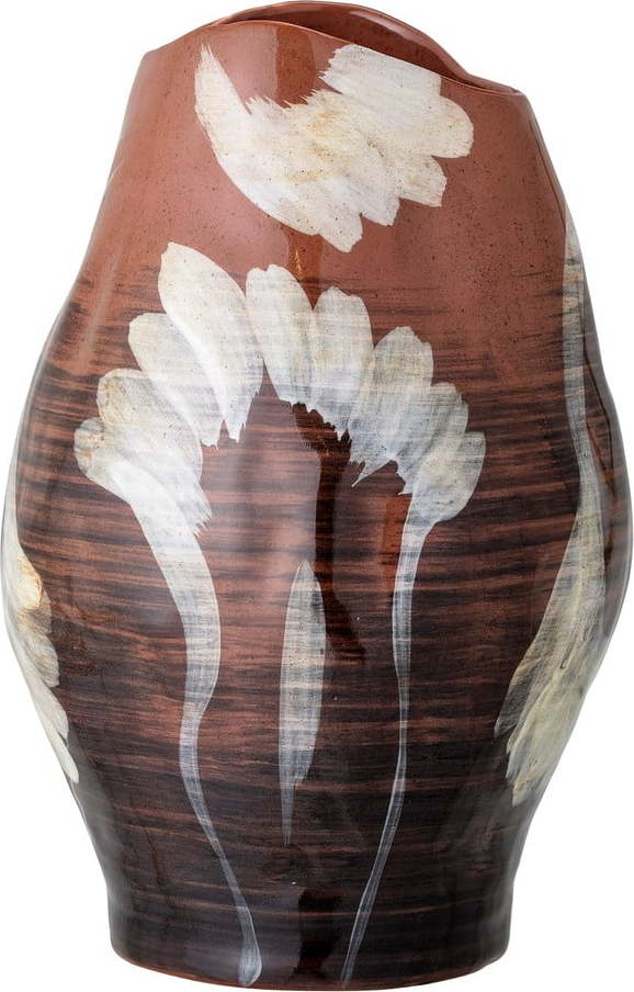 Hnědá ručně malovaná váza z kameniny (výška 30 cm) Obsa – Bloomingville Bloomingville