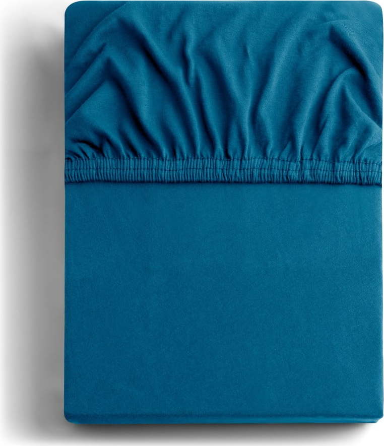 Napínací prostěradlo jersey v petrolejové barvě 180x200 cm Amber – DecoKing Restilo