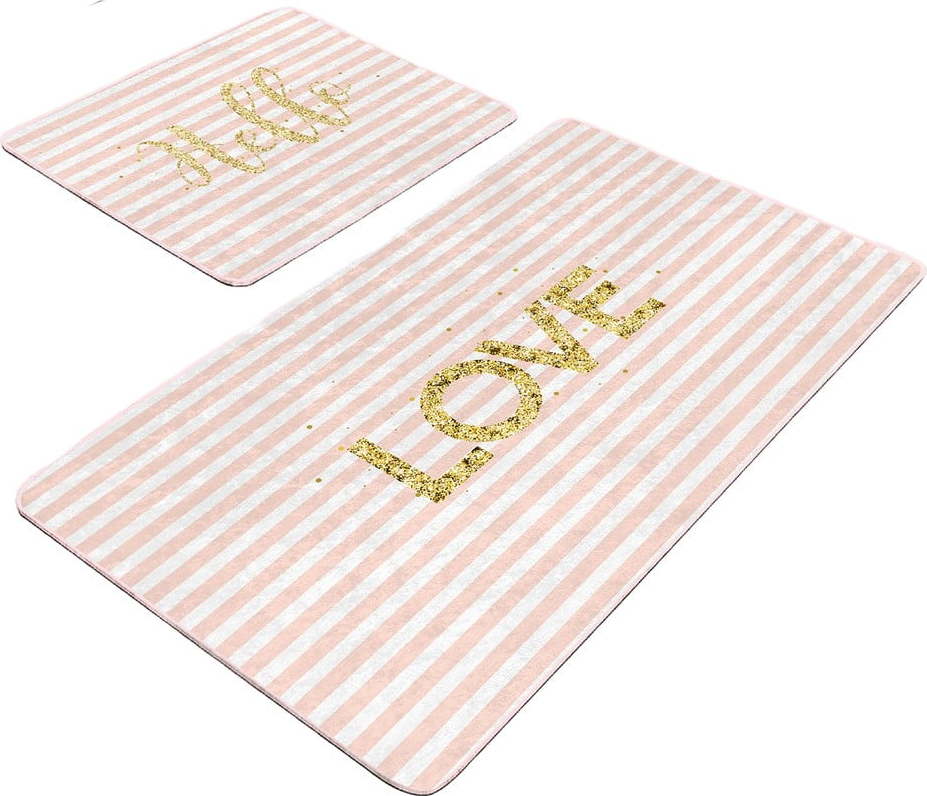 Růžové sametové koupelnové předložky v sadě 2 ks 60x100 cm Love – Mila Home Mila Home