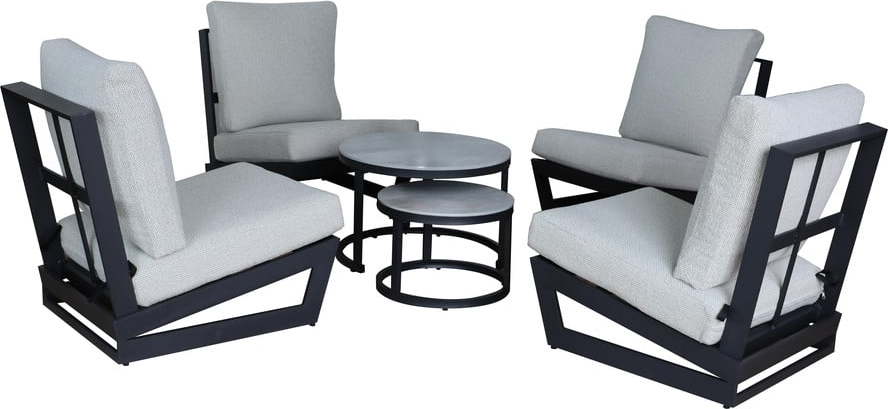 Šedý hliníkový zahradní lounge set pro 4 Bali – Rojaplast Rojaplast
