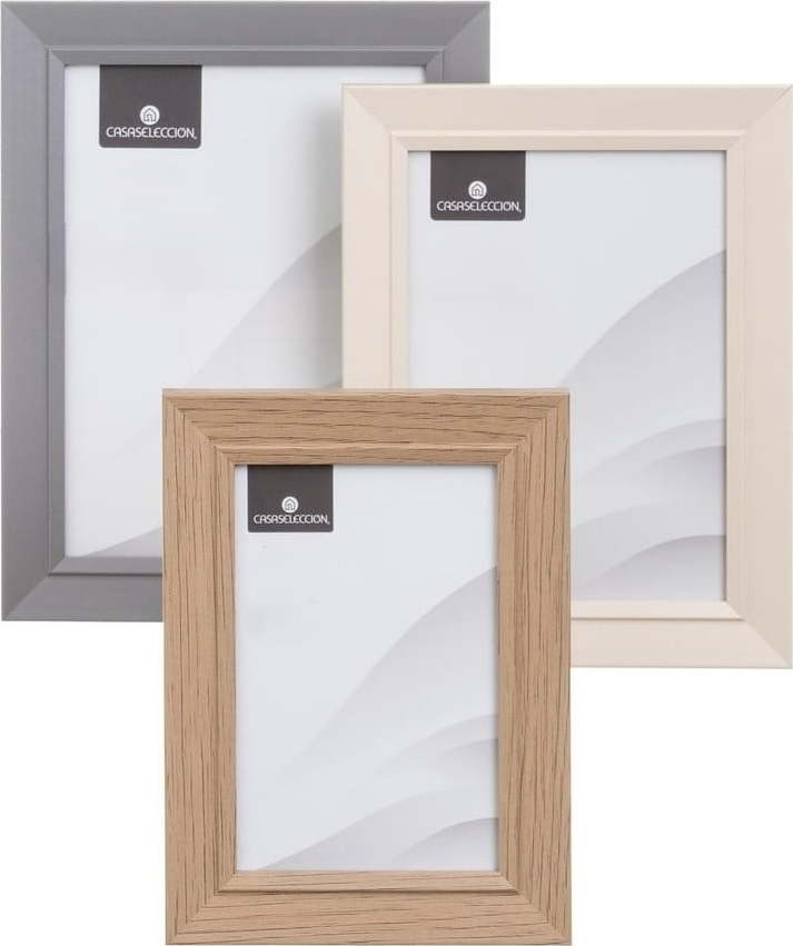 Stojací/na zeď rámečky v hnědo-přírodní barvě v sadě 3 ks 14x19 cm – Casa Selección Casa Selección