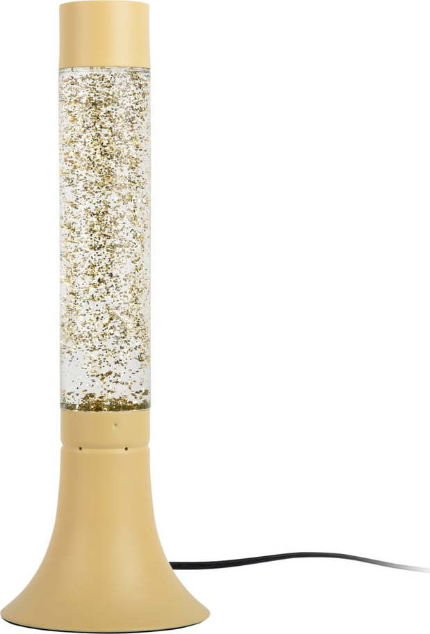 Světle žlutá stolní lampa se skleněným stínidlem (výška 37