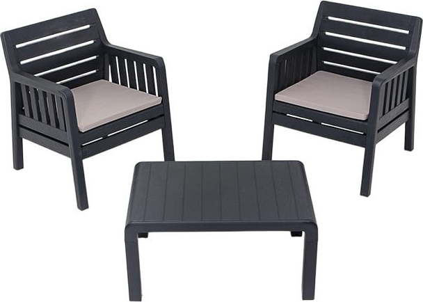 Antracitový zahradní lounge set pro 2 Lara – Floriane Garden FLORIANE GARDEN