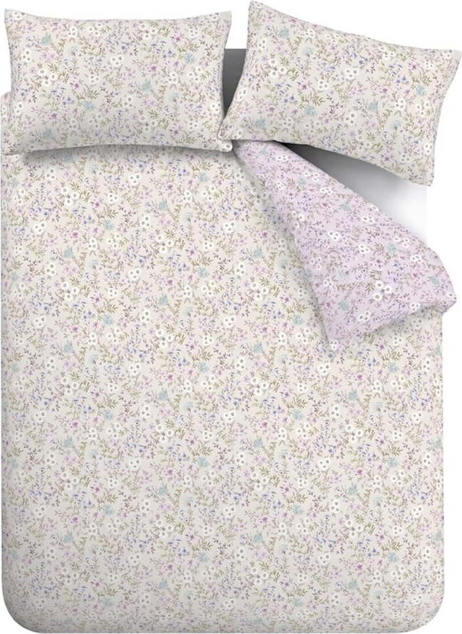 Bavlněné povlečení na jednolůžko v levandulové a béžové barvě 135x200 cm Ditsy Floral – Bianca Bianca