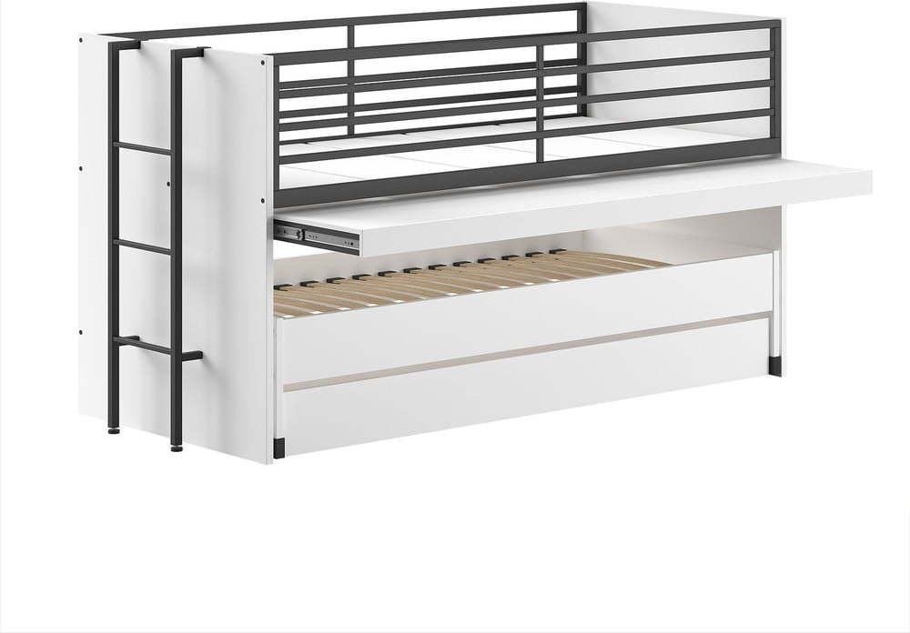 Bílá patrová dětská postel s výsuvným lůžkem s roštem 90x200 cm Sam – Vipack Vipack