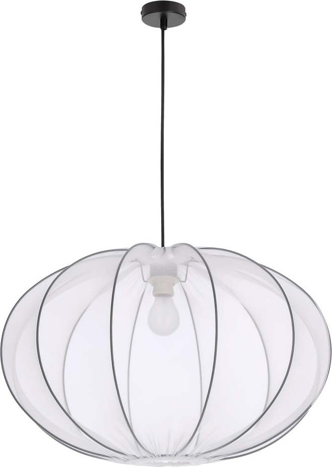 Bílé závěsné svítidlo s textilním stínidlem ø 60 cm Mellow – Candellux Lighting Candellux Lighting