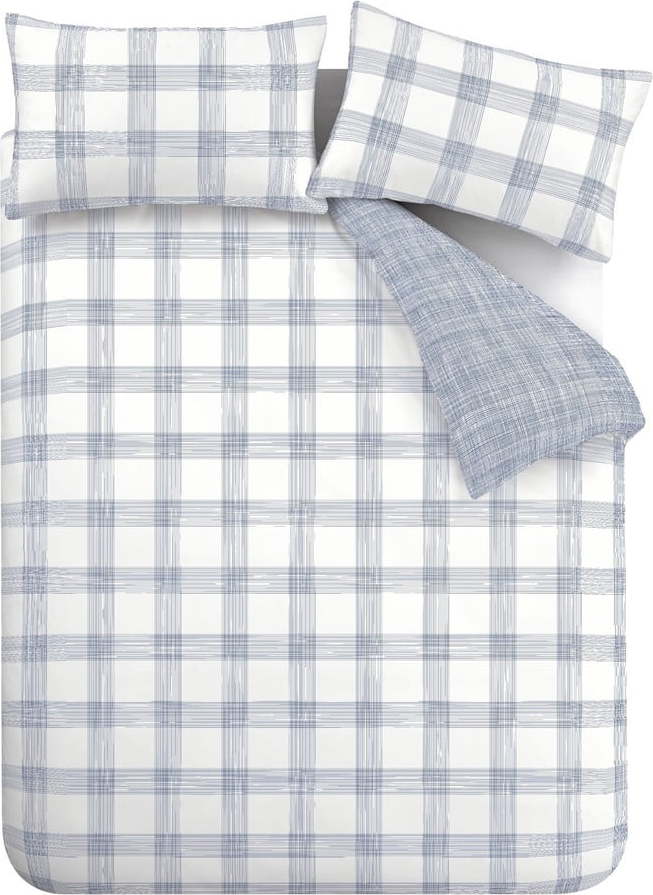 Bílo-modré bavlněné prodloužené povlečení na dvoulůžko 260x220 cm Marlow Check – Bianca Bianca