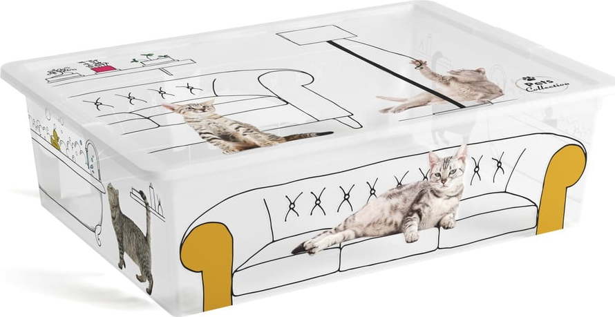 Bílý plastový úložný box s víkem 55x39x16 cm C Box Style – KIS KIS