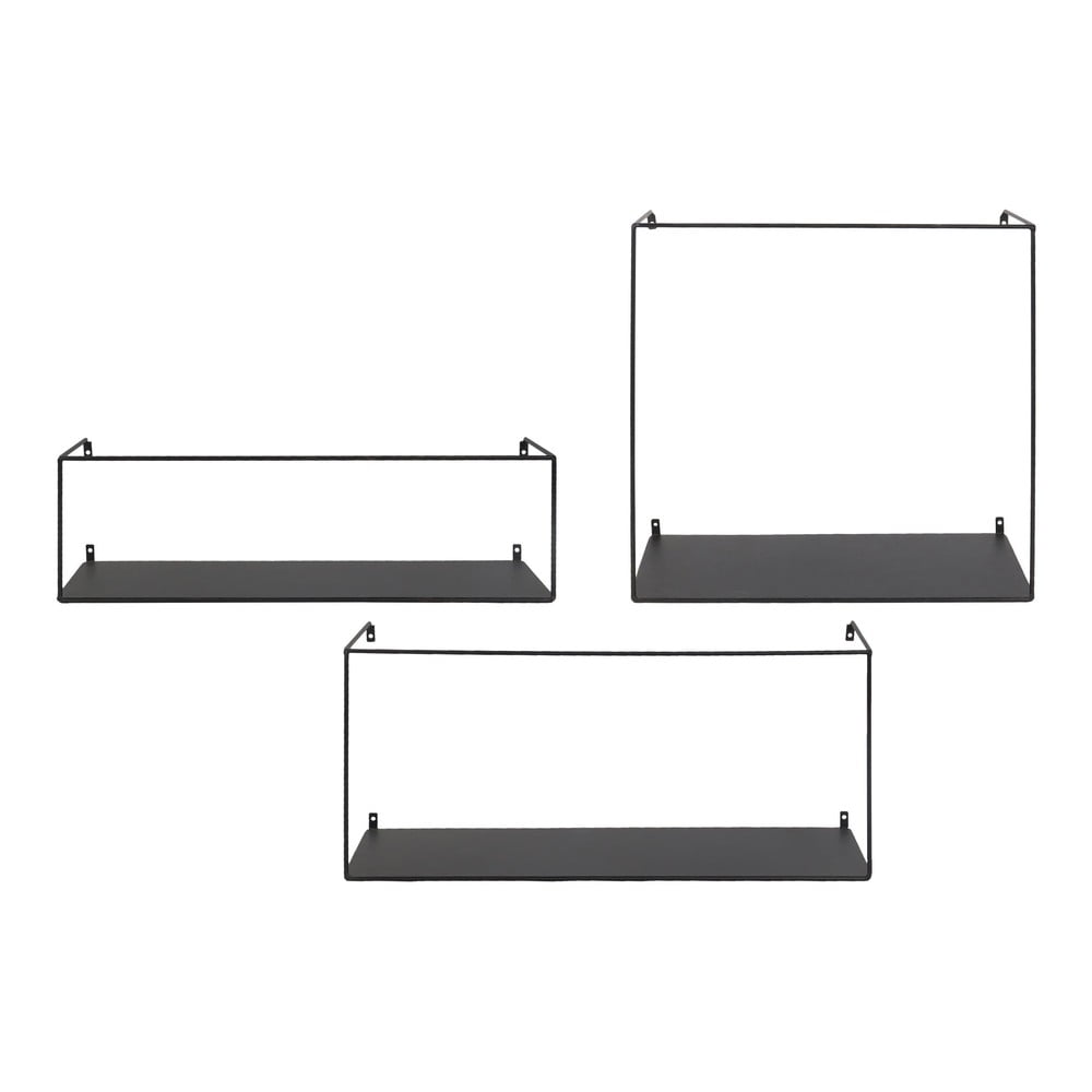 Černé kovové police v sadě 3 ks 40 cm Ulmo – House Nordic House Nordic