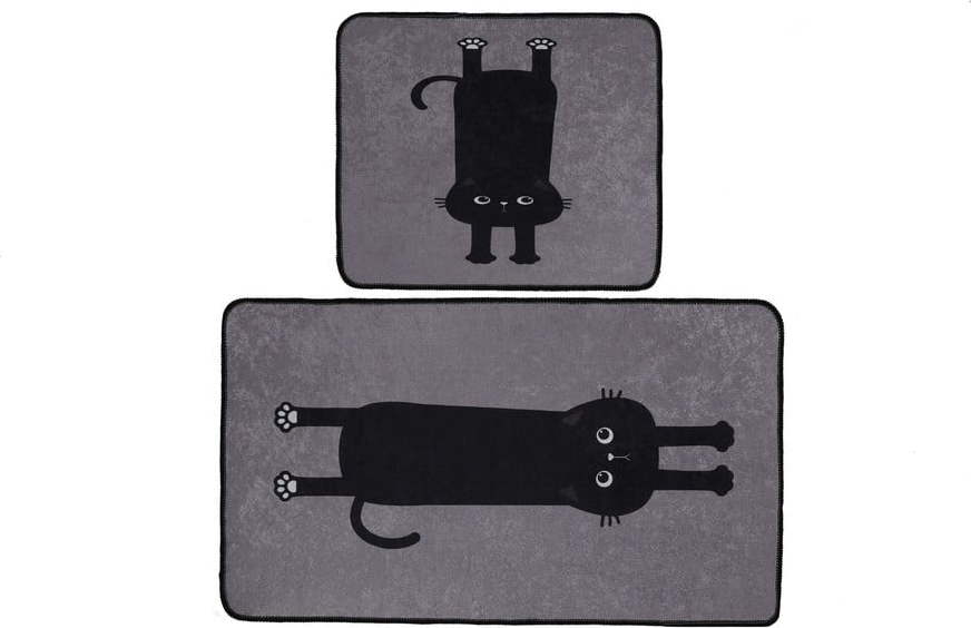 Černo-šedé koupelnové předložky v sadě 2 ks 60x100 cm Comfort – Foutastic Foutastic