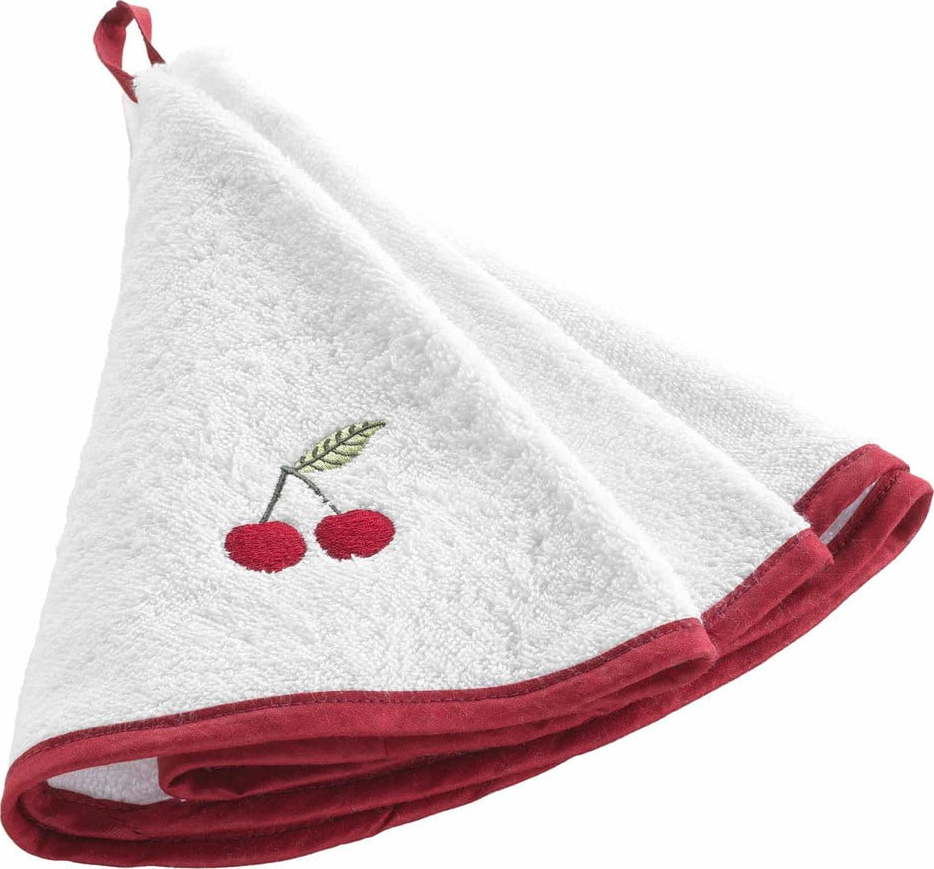 Červeno-bílý froté bavlněný ručník 60 cm Cerisette – douceur d'intérieur Douceur d intérieur