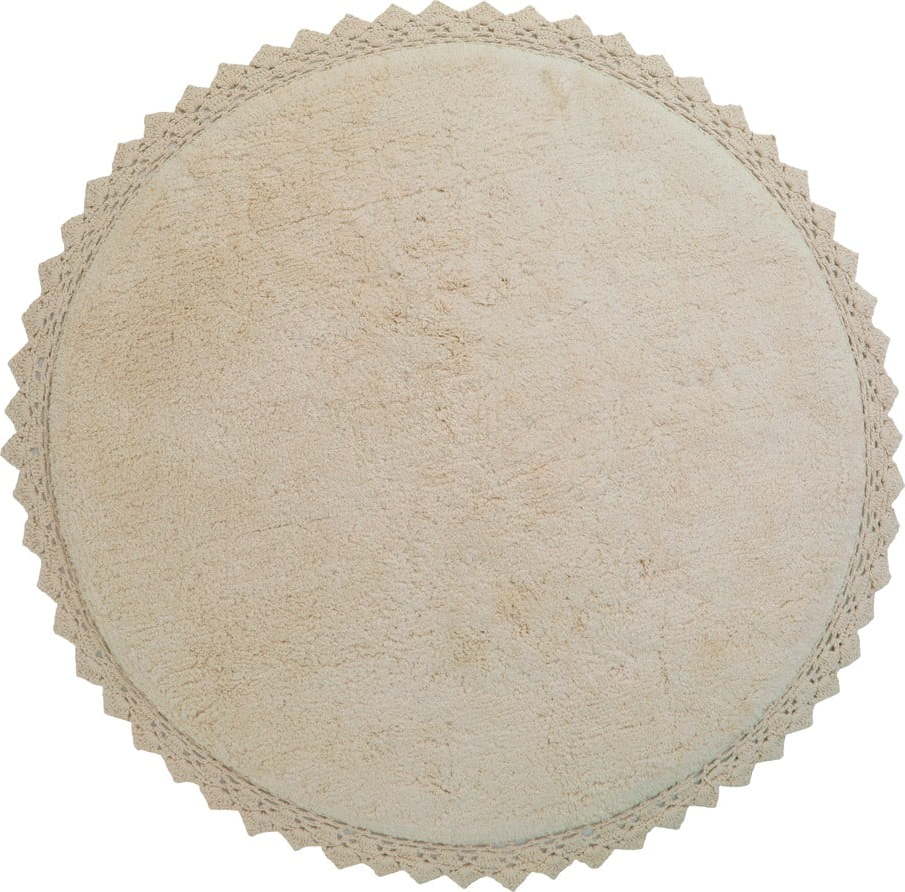 Krémový pratelný ručně tkaný bavlněný kulatý koberec ø 110 cm Perla Sable – Nattiot Nattiot