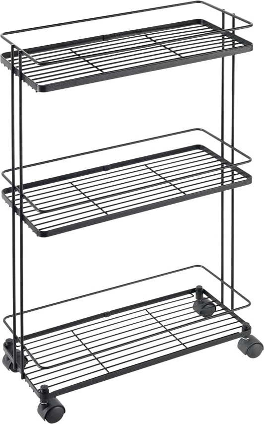 Matně černý ocelový pojízdný regál 38x62x16 cm Lava – Metaltex Metaltex