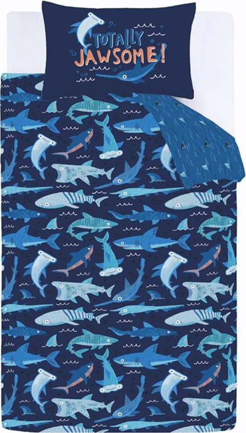 Modré dětské povlečení na dvoulůžko 200x200 cm Jawsome Shark – Catherine Lansfield Catherine Lansfield
