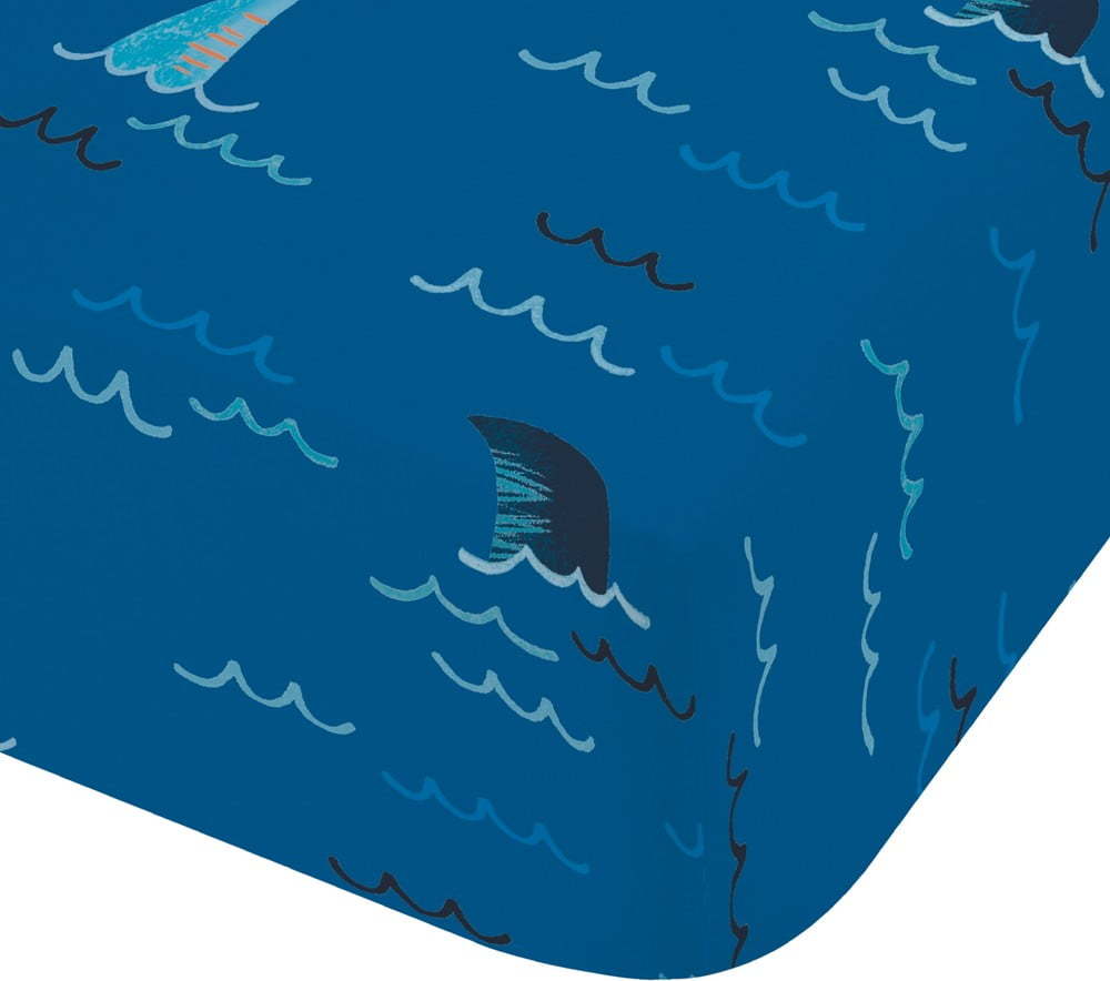 Modré napínací dětské prostěradlo do postýlky 70x140 cm Jawsome Shark – Catherine Lansfield Catherine Lansfield