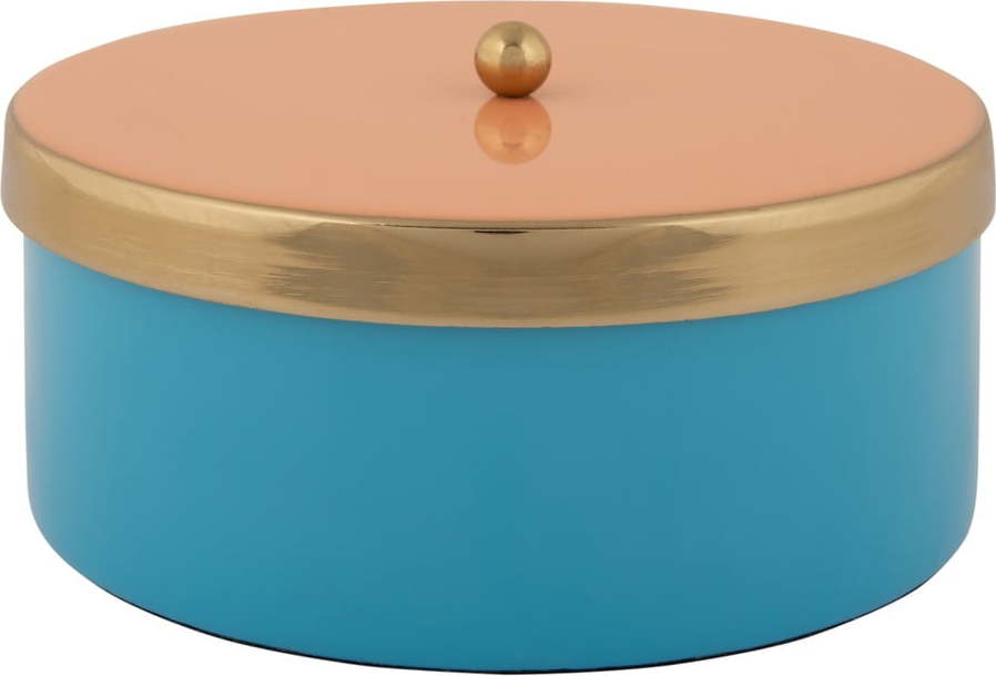 Modrý dekorativní kovový úložný box ø 16x6 cm Double Funky – PT LIVING PT LIVING