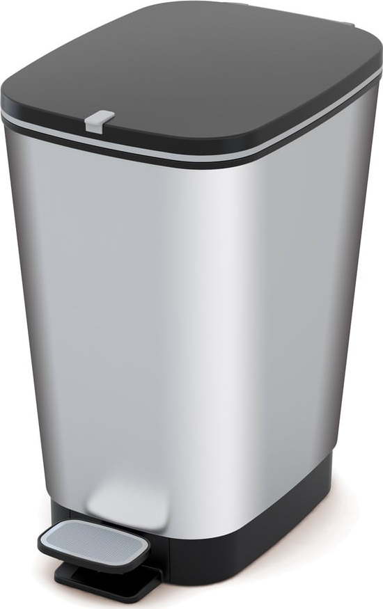 Nášlapný plastový odpadkový koš ve stříbrné barvě 35 l Chic Bin – KIS KIS