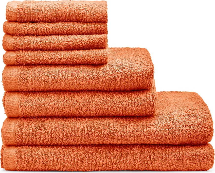Oranžové rychleschnoucí bavlněné ručníky a osušky v sadě 8 ks Quick Dry – Catherine Lansfield Catherine Lansfield