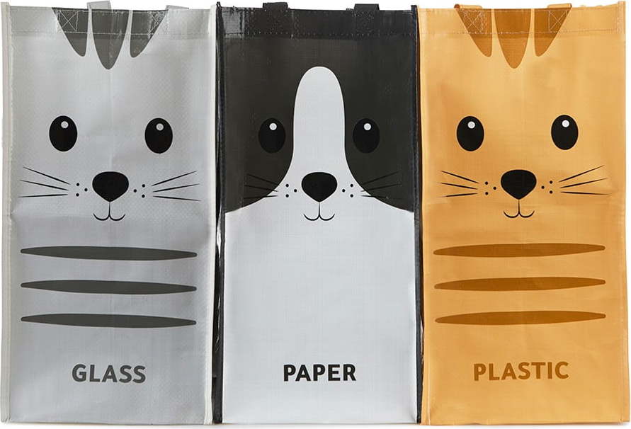 Plastové tašky na tříděný odpad v sadě 3 ks 3x20 l Meow – Balvi Balvi